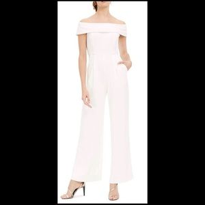 Calvin Klein White Off-the-Shoulder Jumpsuit